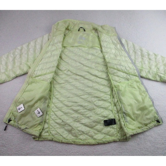 North Face ThermoBall Jacket Womens Medium Light Green Quilted Zip Outdoor Stain - Picture 5 of 13